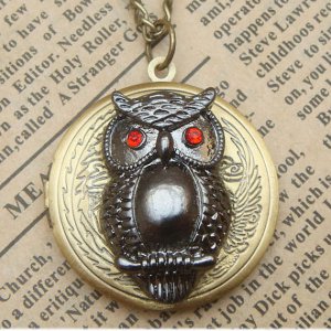 Steampunk Owl Locket Necklace Vintage Style Original Design