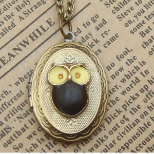 Steampunk Owl Locket Necklace Vintage Style Original Design