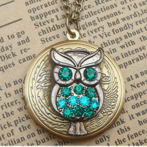 Steampunk Owl Locket Necklace Vintage Style Original Design