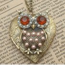 Steampunk Owl Locket Necklace Vintage Style Original Design