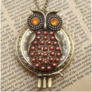 Steampunk Owl Locket Necklace Vintage Style Original Design