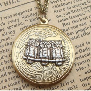 Steampunk Owl Locket Necklace Vintage Style Original Design
