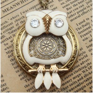 Steampunk Owl Locket Necklace Vintage Style Original Design