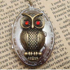 Steampunk Owl Locket Necklace Vintage Style Original Design