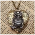 Steampunk Owl Locket Necklace Vintage Style Original Design