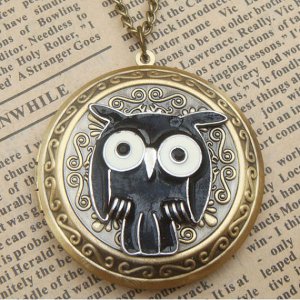 Steampunk Owl Locket Necklace Vintage Style Original Design