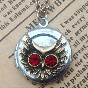 Steampunk Owl Locket Necklace Vintage Style Original Design