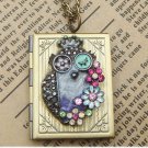 Steampunk Owl Locket Necklace Vintage Style Original Design
