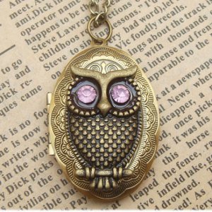 Steampunk Owl Locket Necklace Vintage Style Original Design