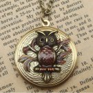 Steampunk Owl Locket Necklace Vintage Style Original Design