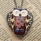 Steampunk Owl Locket Necklace Vintage Style Original Design