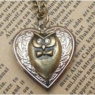 Steampunk Owl Heart Locket Necklace Vintage Style Original Design