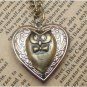 Steampunk Owl Heart Locket Necklace Vintage Style Original Design