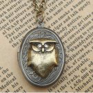Steampunk Owl Locket Necklace Vintage Style Original Design