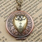 Steampunk Owl Locket Necklace Vintage Style Original Design