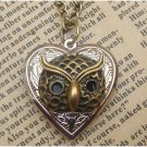 Steampunk Owl Locket Necklace Vintage Style Original Design