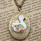 Steampunk Swan Locket Necklace Vintage Style Original Design