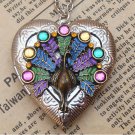 Steampunk Peacock Locket Necklace Vintage Style Original Design