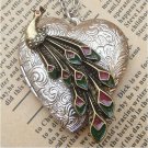 Steampunk Peacock Locket Necklace Vintage Style Original Design