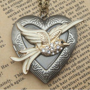 Steampunk Bird Locket Necklace Vintage Style Original Design