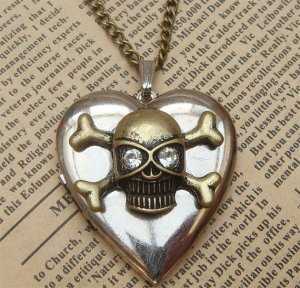Steampunk Skull Locket Necklace Vintage Style Original Design