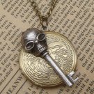 Steampunk Skull Key Locket Necklace Vintage Style Original Design
