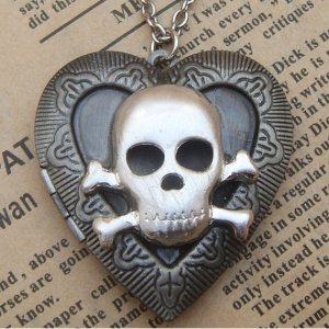 Steampunk Skull Locket Necklace Vintage Style Original Design