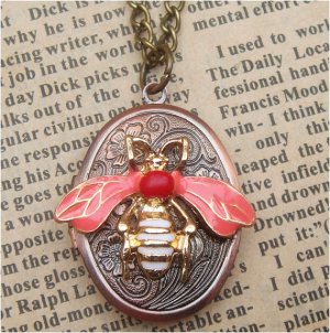 Steampunk Bee Locket Necklace Vintage Style Original Design