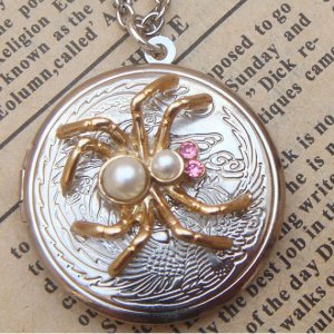 Steampunk Spider Locket Necklace Vintage Style Original Design