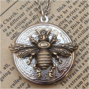 Steampunk Bee Locket Necklace Vintage Style Original Design