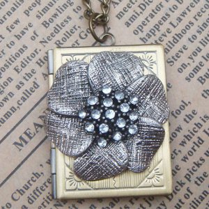 Steampunk Flower Locket Necklace Vintage Style Original Design