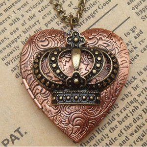 Steampunk Crown Locket Necklace Vintage Style Original Design