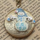 Steampunk Snowman Locket Necklace Vintage Style Original Design