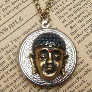 Steampunk Buddha Locket Necklace Vintage Style Original Design