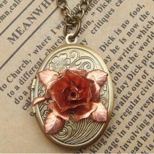 Steampunk Flower Locket Necklace Vintage Style Original Design
