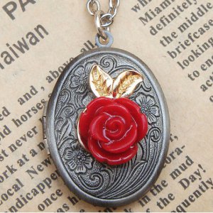 Steampunk Flower Locket Necklace Vintage Style Original Design