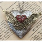 Steampunk Flying Heart Locket Necklace Vintage Style Original Design