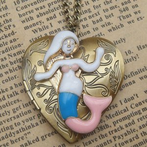 Steampunk Mermaid Locket Necklace Vintage Style Original Design