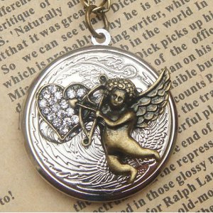 Steampunk Cupid Locket Necklace Vintage Style Original Design