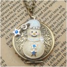 Steampunk Snowman Locket Necklace Vintage Style Original Design