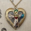 Handmade Steampunk Cross Heart Locket Necklace Vintage Style Original Design