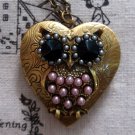 Handmade Steampunk Owl Locket Necklace Vintage Style Original Design