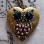 Handmade Steampunk Owl Locket Necklace Vintage Style Original Design