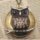 Handmade Large Steampunk Owl Locket Necklace Vintage Style Original Design