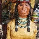 5 ft Cigar Store Indian Maiden w Baby Papoose Hand Carved Wooden RED