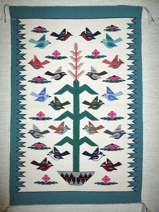 Navajo Wool Rug Tree Of Life Birds Paradise Native Made In Usa Navajo Wool Rug Tree Of Life Birds