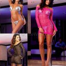 Dreamgirl Clubwear, Honeycomb knit dress ( Black ) with Gold tri-top and g-string