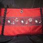 Solid Red Silk Tie Purse, black and silver trim and silver broach