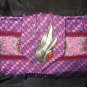 Pink and Burgendy  CottonTie Purse with silver antique broach and stone