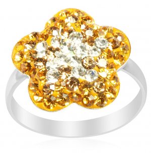 Austrian Crystal Ring in Sterling Silver (Size 8)